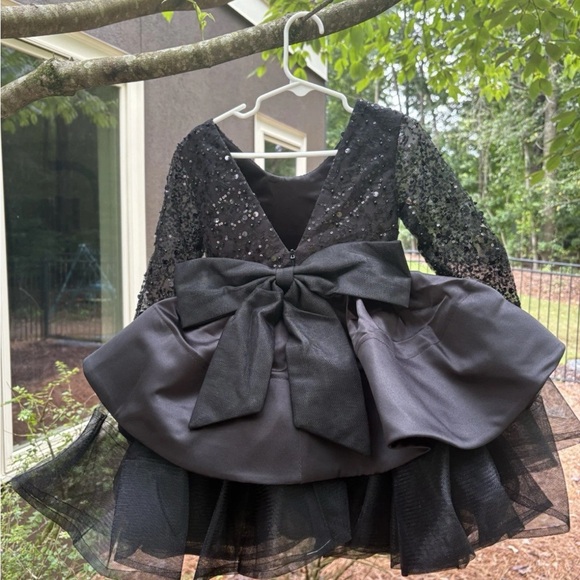 Black toddler formal tutu dress with sequins. - Picture 3 of 6